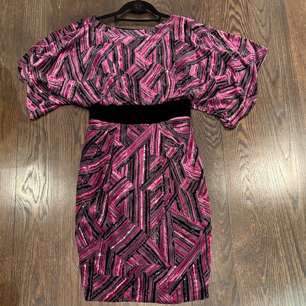 Pink and Black Geometric Dress